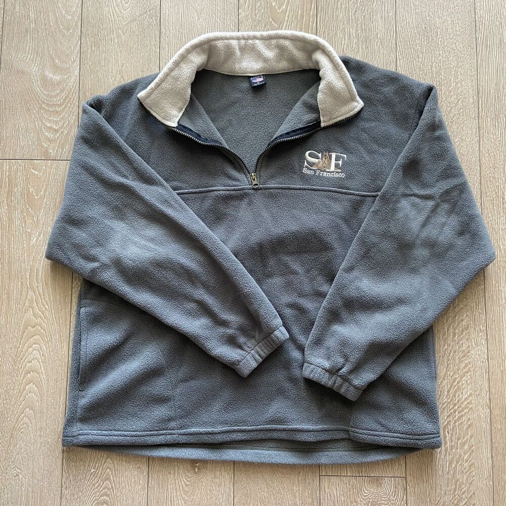 90's Vintage Andy's Sportswear San Francisco Fleece 1/4 Zip Pullover XL USA